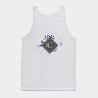 C, blue and gold initial monogram. Tank Top